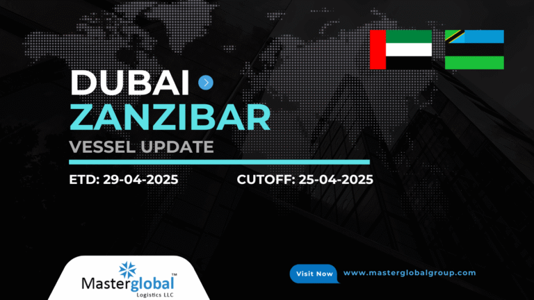 Cargo ship sailing from Dubai to Zanzibar on April 2025 schedule