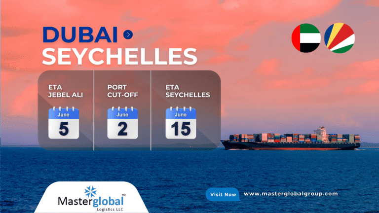 Cargo vessel en route from Dubai to Seychelles