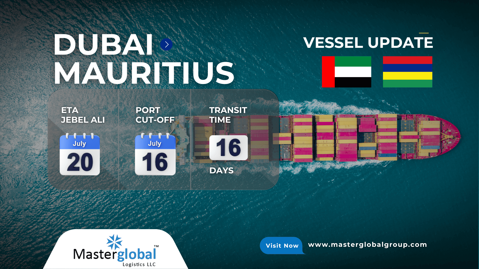 Dubai to Mauritius LCL Shipping – ETA 20 July 2025 | Masterglobal Logistics