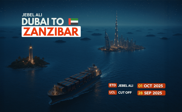 Cargo vessel carrying LCL shipments from Dubai (Jebel Ali) to Zanzibar - October 2025 vessel service by Masterglobal Logistics
